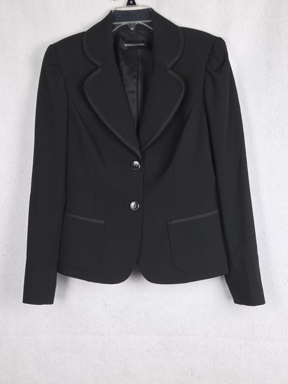 Dana Buchman Wool Blend Blazer Women's Black Two Button Size 12